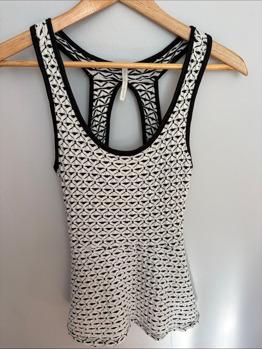 Black and White Patterned Racerback Tank Top